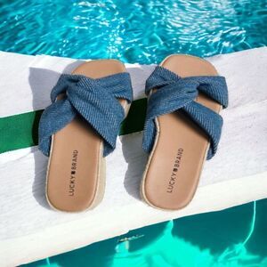 Lucky Brand slide sandles Grenley Espadrille Front Twist  Blue Size 8.5